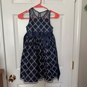 Love By Special Occasions Navy Blue Girls Dress with Silver Accents Sz 6X EUC